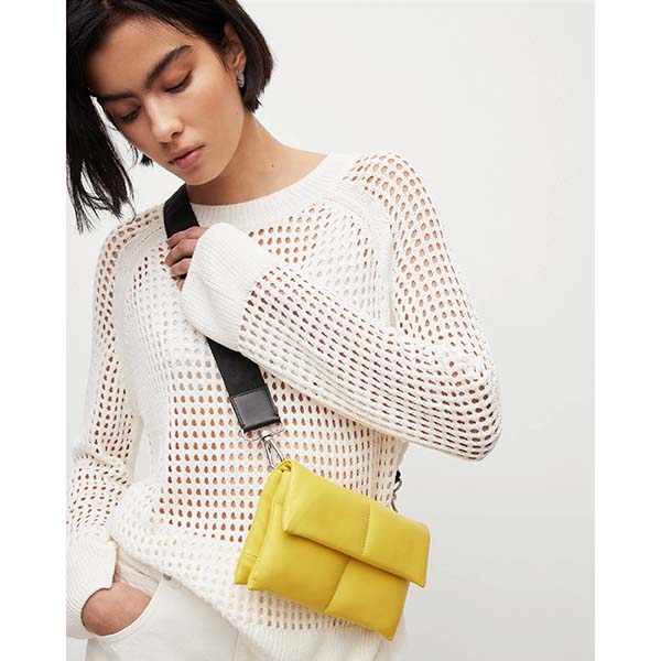 Allsaints Australia Womens Ezra Leather Quilted Crossbody Bag Yellow AU65-953